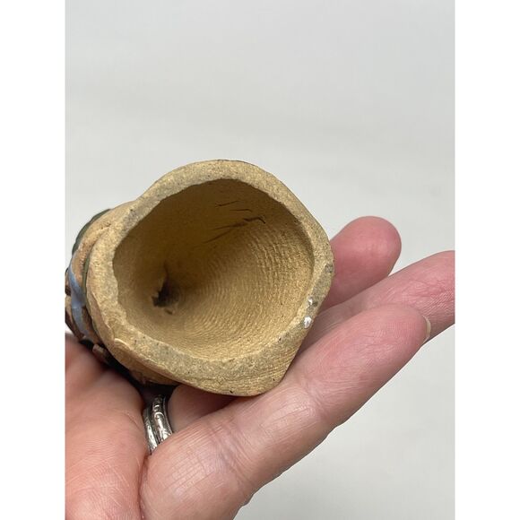 Vintage Studio Art Pottery Long Haired Man Oddity Clay Figurine 3" - Picture 6 of 7